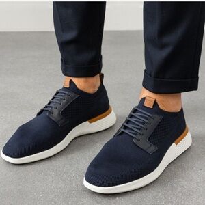 Wolf & Shepard SwiftKnit Derby Men's Navy Knit/Leather Sneakers Sz 9